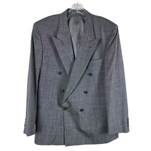 Givenchy Monsieur Vintage Double-Breasted Blazer - Gray Micro-Check‎